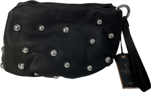 Next Black Leather Studded Clutch Bag