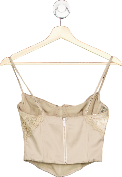 White Fox Beige Lace Corset Top XS