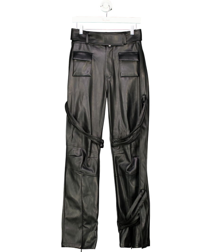 maniere de voir Vegan Leather Carpenter Cargo Trousers - Black UK 10