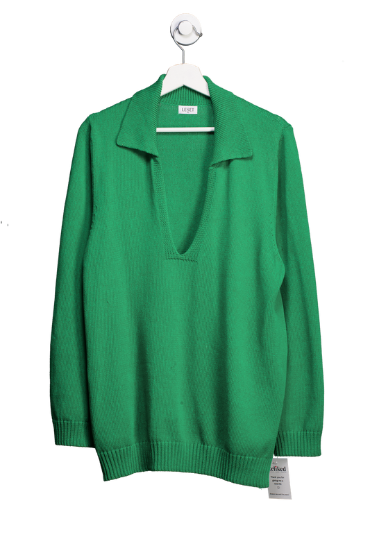 Leset Green May Cotton Blend Polo Sweater UK XL