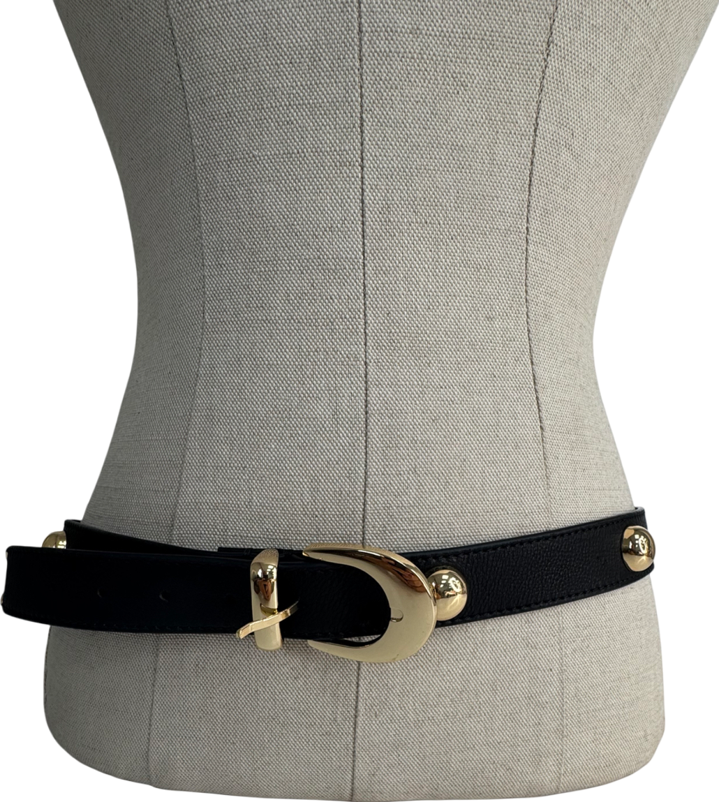 Mint Velvet Black Statement Leather Belt UK S/M