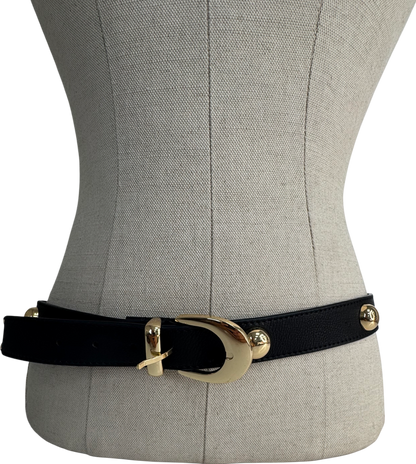 Mint Velvet Black Statement Leather Belt UK S/M