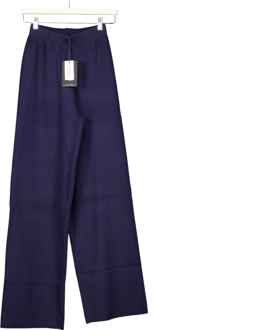 4th & Reckless Blue Navy Knitted Wide Leg Trouser- Alexia UK 8