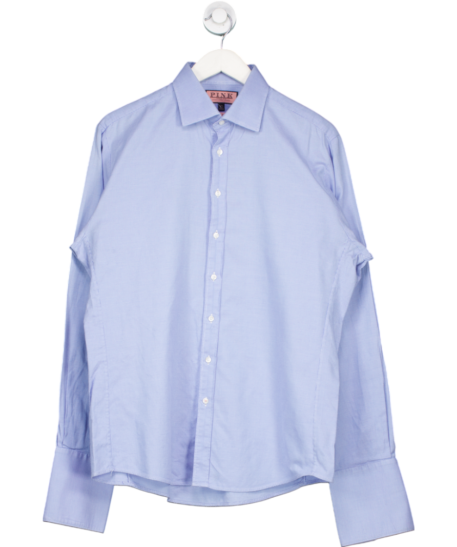 Thomas Pink Blue Long Sleeve Slim Fit Shirt UK L