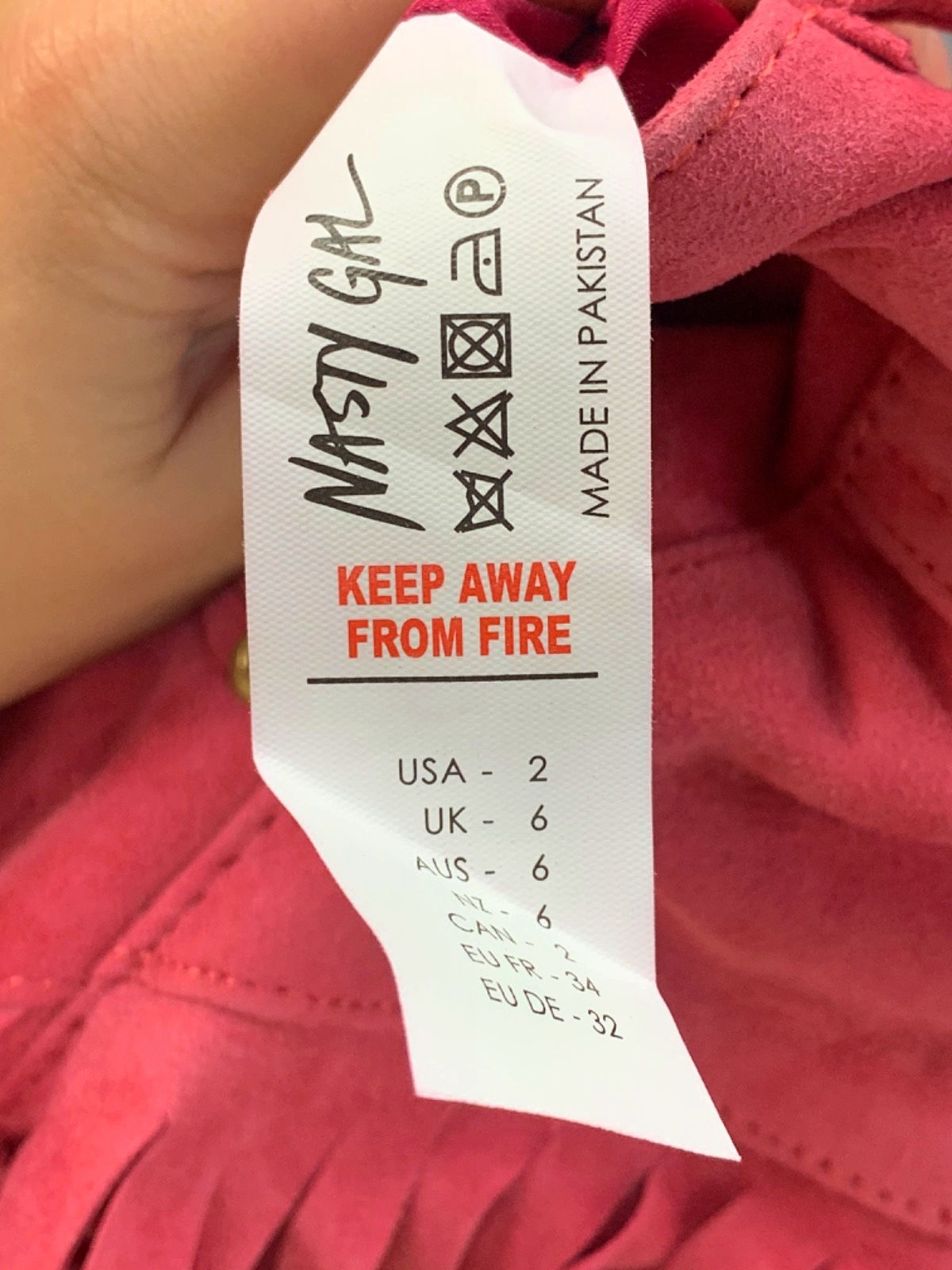 Nasty Gal Red Suede Fringe Shorts UK 6