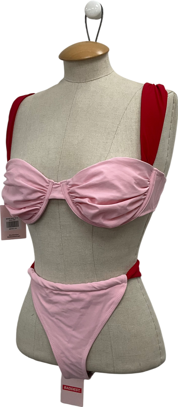 Baddest Bod Pink Baddest Two Tone Bikini - Bottoms Uk L, Top UK XL