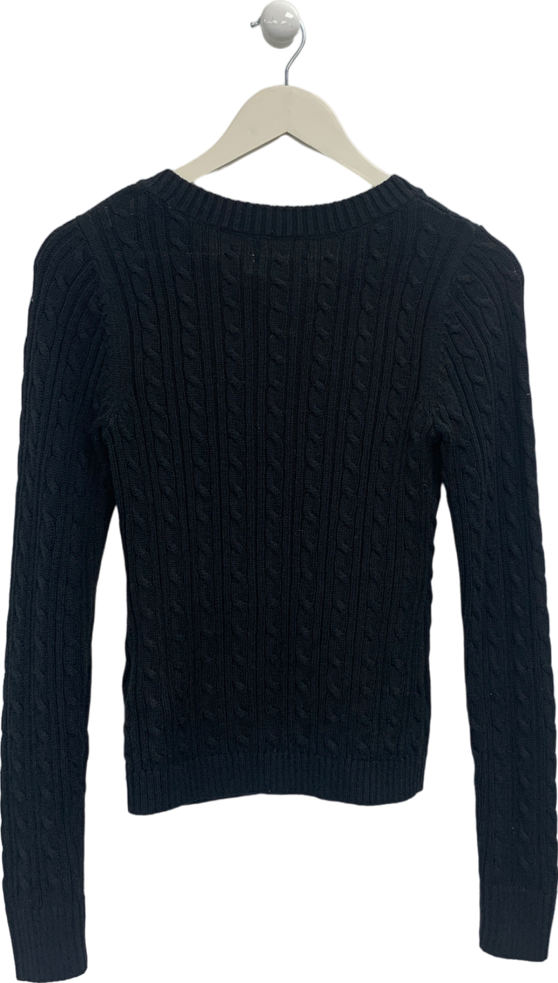 Hollister Blue Cable Knit Icon V-neck Sweater UK XS