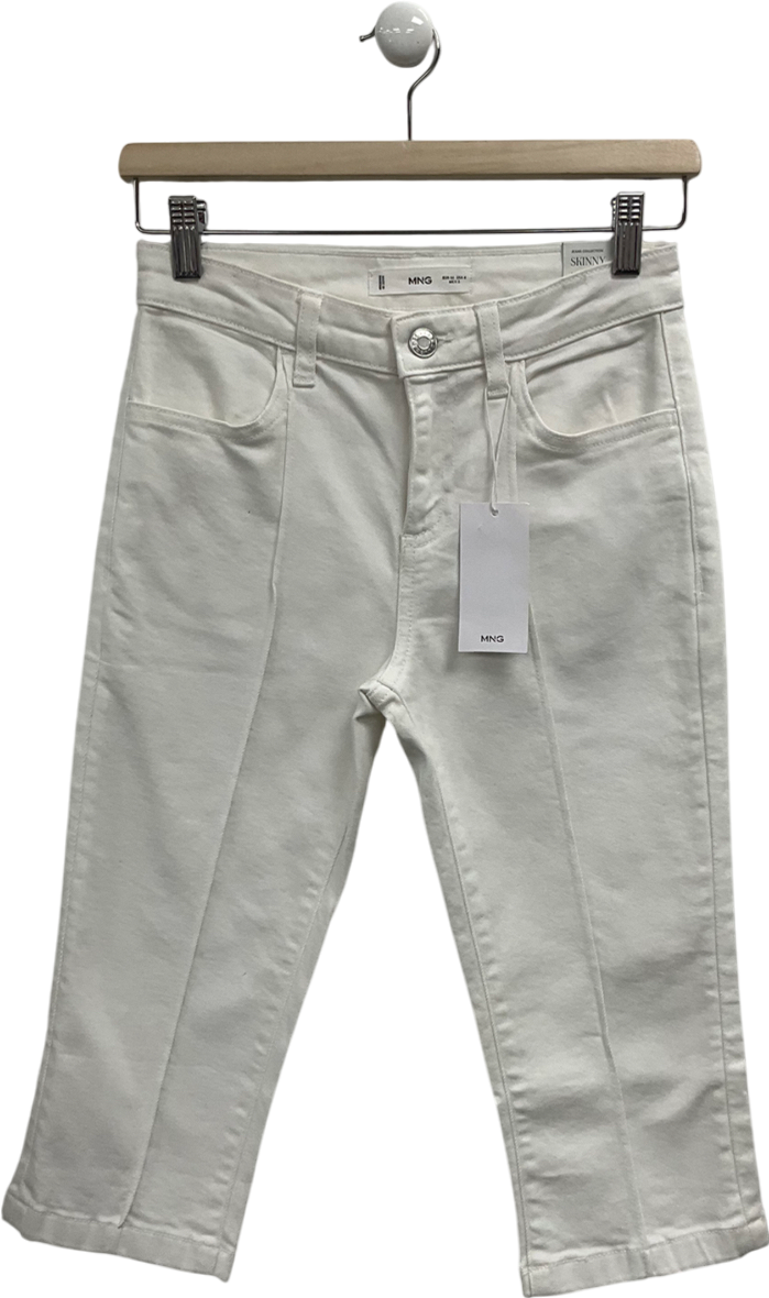 MANGO White Skinny Mid-waist Tight Fit Capri Jeans UK 8