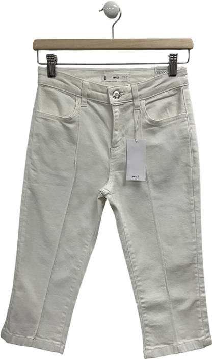 MANGO White Skinny Mid-waist Tight Fit Capri Jeans UK 8