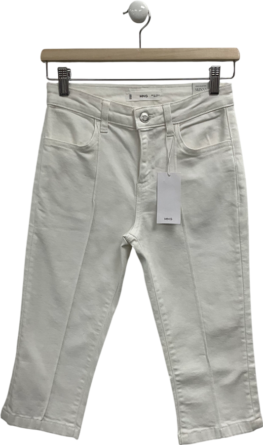 MANGO White Skinny Mid-waist Tight Fit Capri Jeans UK 8