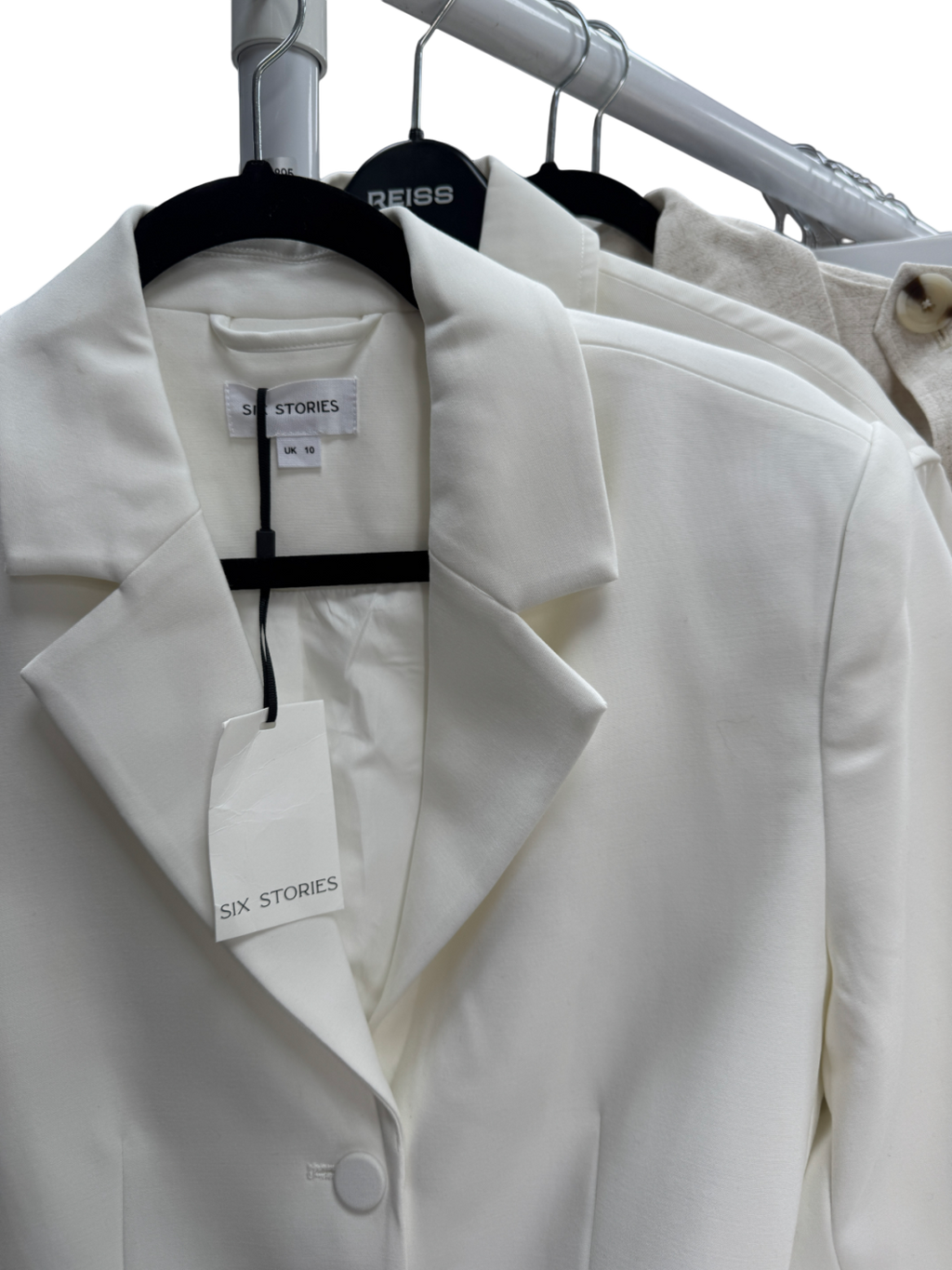 Six Stories White Tailored Blazer UK 10