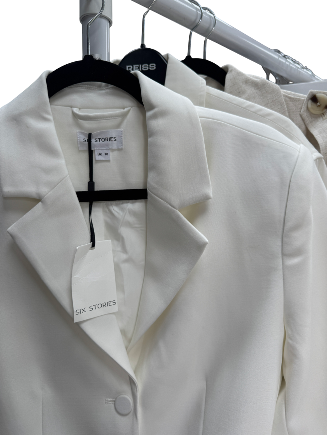 Six Stories White Tailored Blazer UK 10