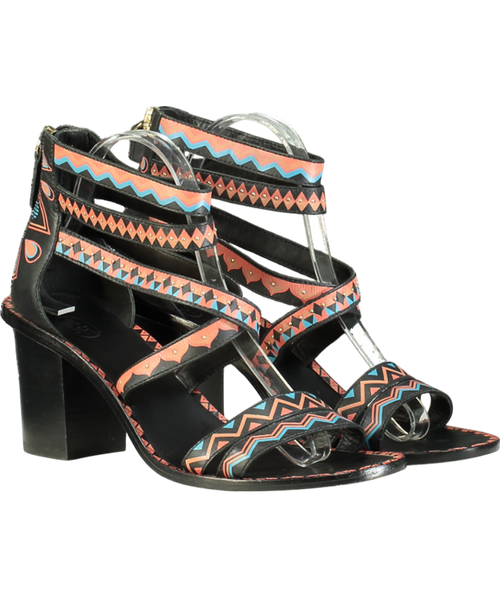 ASH Black Abstract Printed Ankle Sandals UK 7 EU 40
