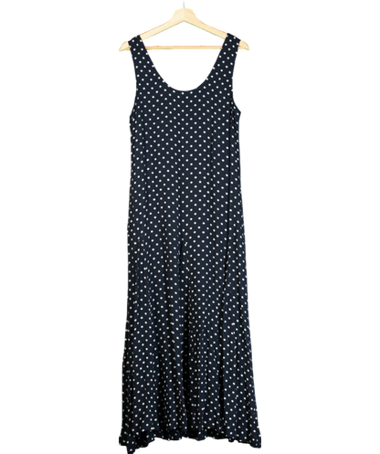 Albaray Blue Spot Godet Maxi Dress, Navy/white UK 12