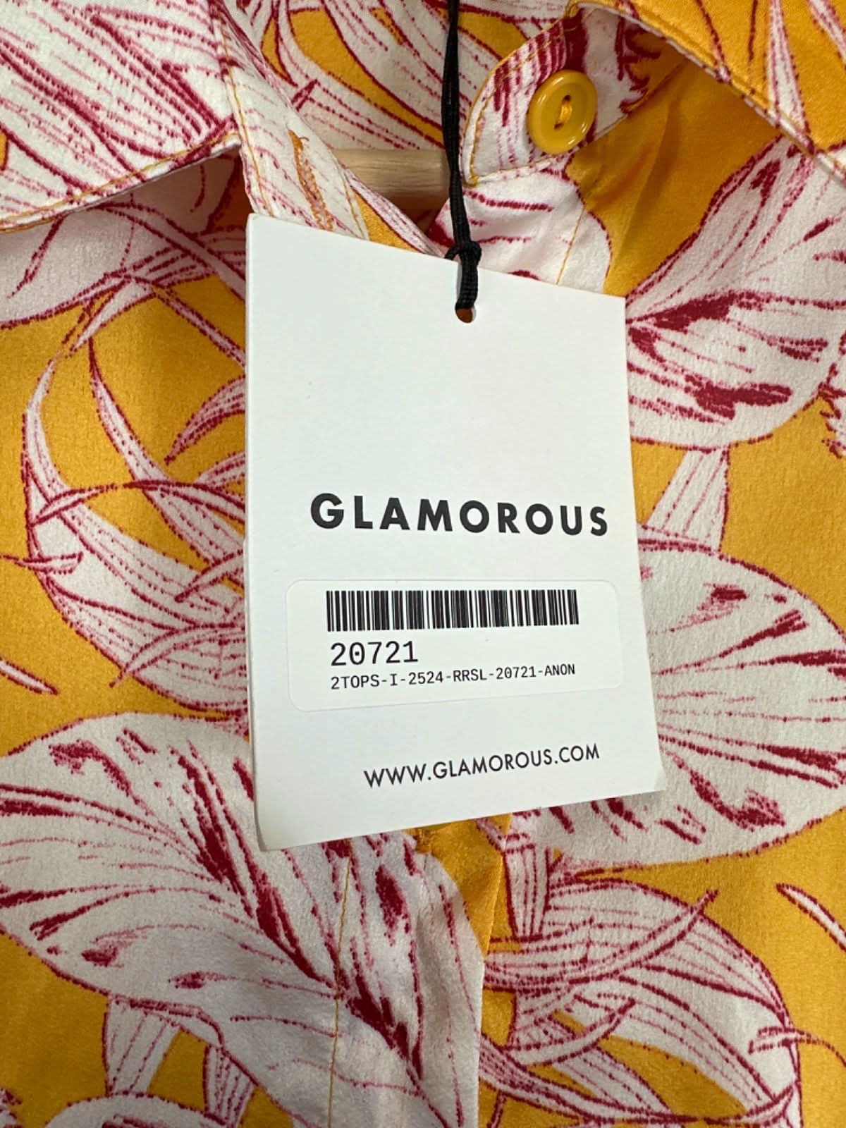 Glamorous Yellow Printed Button Front Blouse UK 8