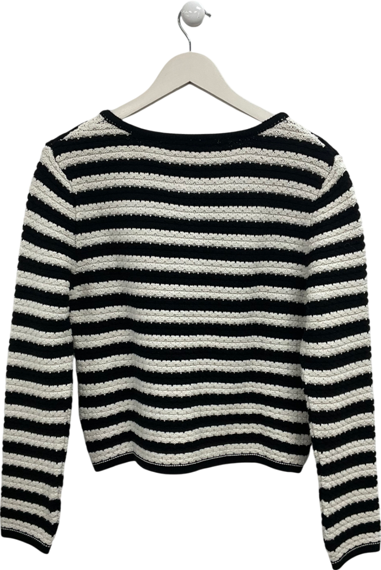 MANGO Black Flok Striped Cardigan UK S