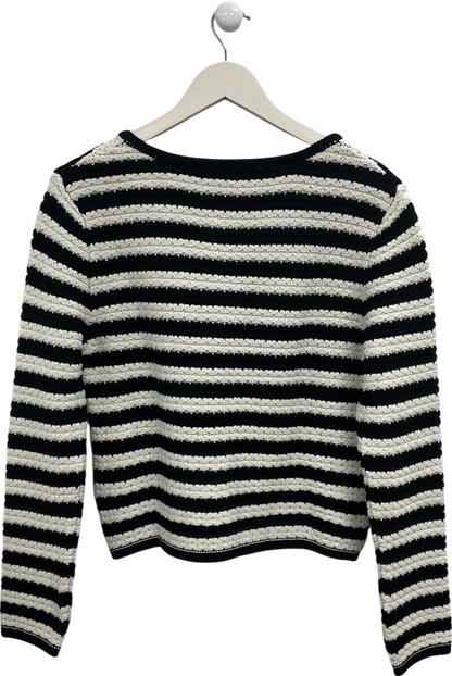 MANGO Black Flok Striped Cardigan UK S