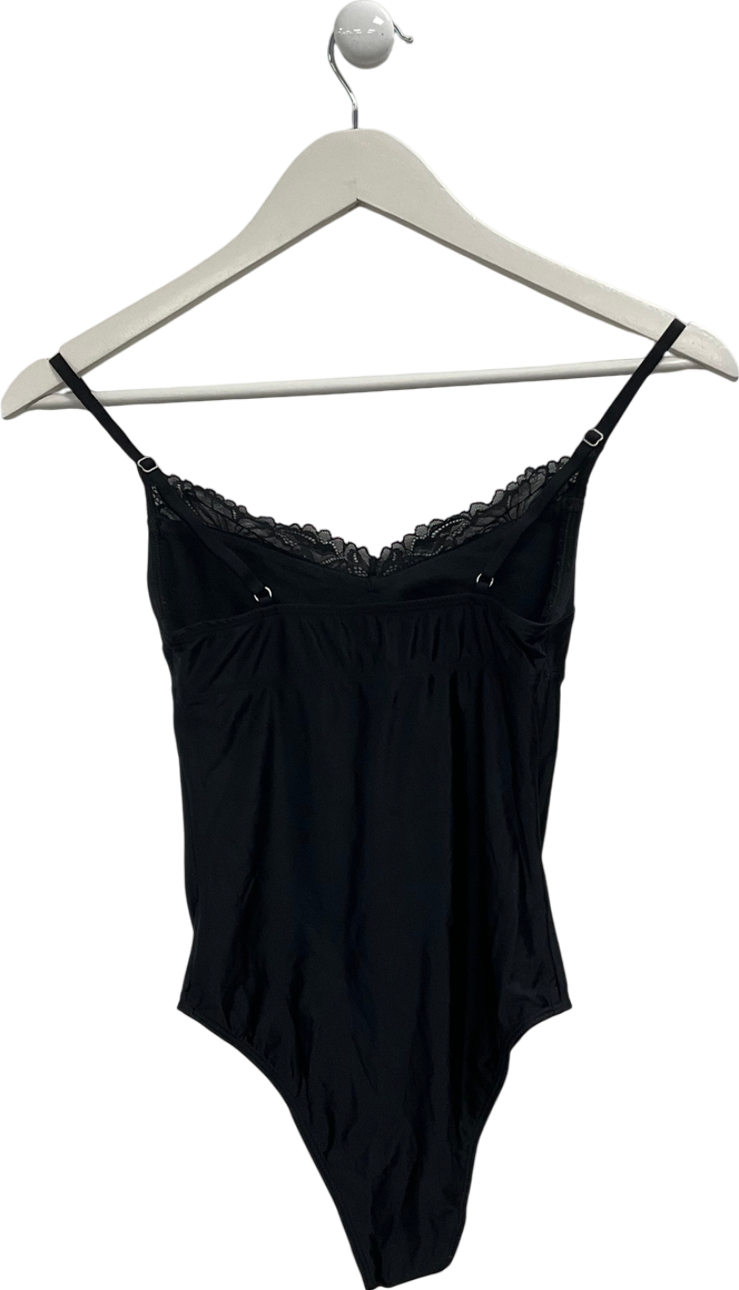 Gilly Hicks Black Lace Trimmed Bodysuit UK XS