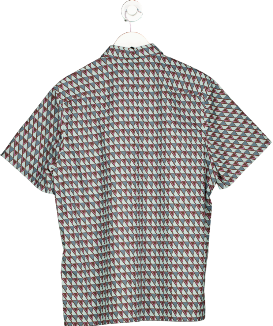 Prada Blue Geometric Print Short Sleeve Shirt UK L