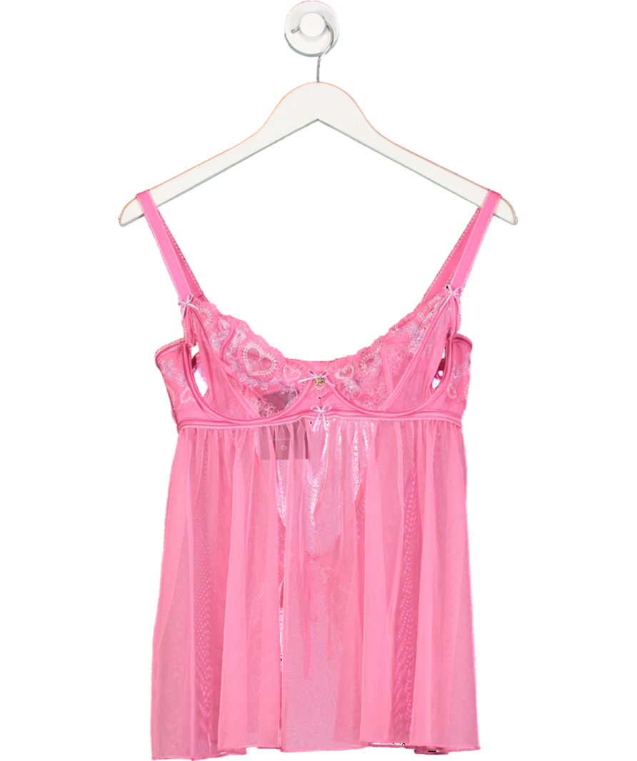 Lounge Underwear Pink Mariana Lace Babydoll Dress UK L