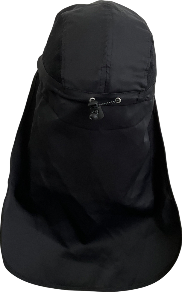 ASOS Black Nylon Cap With Neck Flap One Size