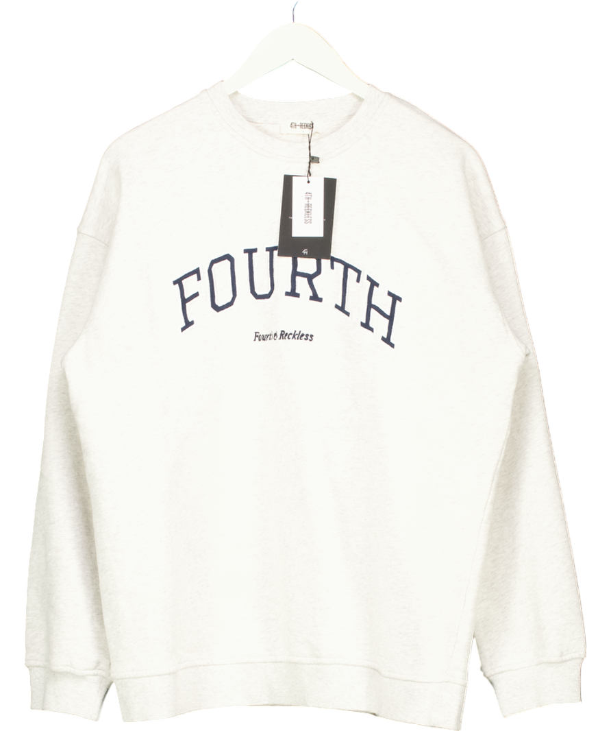 4th & Reckless Grey Jen Fourth Slogan Classic Longline Sweatshirt UK S