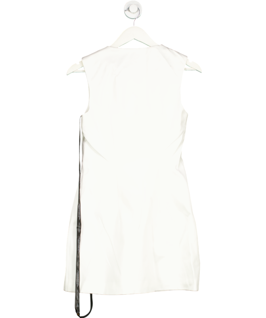Six Stories White Button Through Satin Tailored Mini Dress UK 8