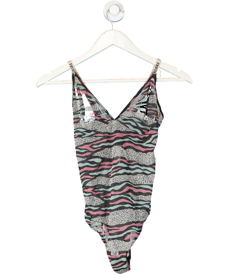 FIORUCCI Multicoloured Mesh Logo Tap Bodysuit UK L