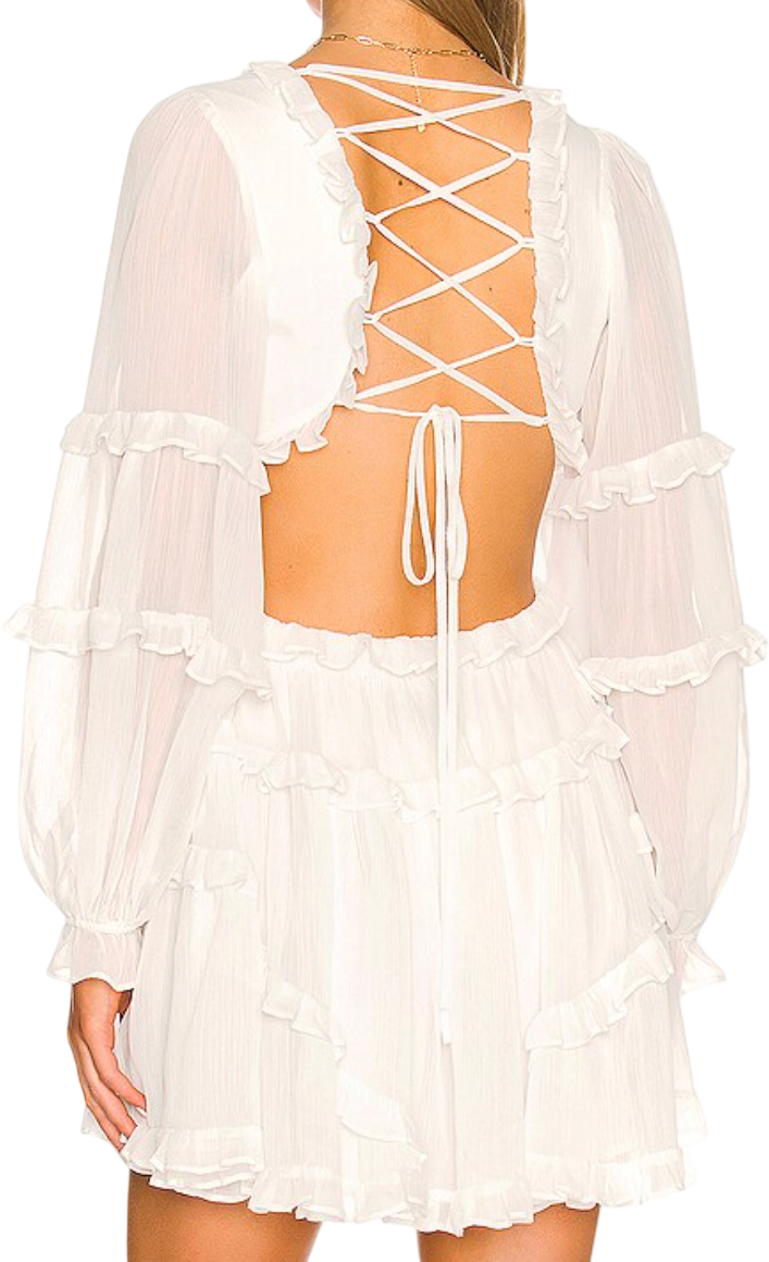 Michael Costello White X Revolve Amiya Mini Dress UK XS