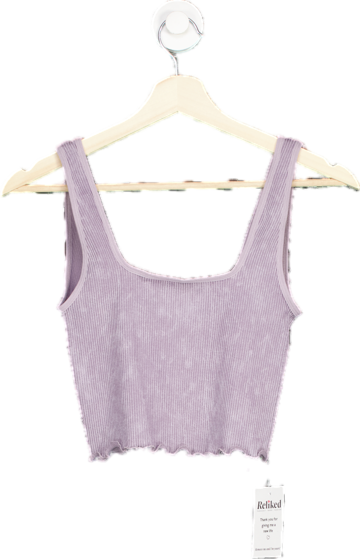 Urban Outfitters Lilac Ribbed Cropped Tank Top UK S