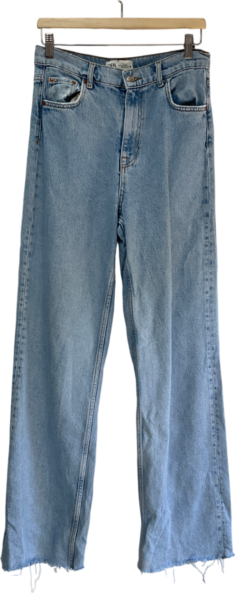 ZARA Blue Distress Wide Leg Jeans UK 10