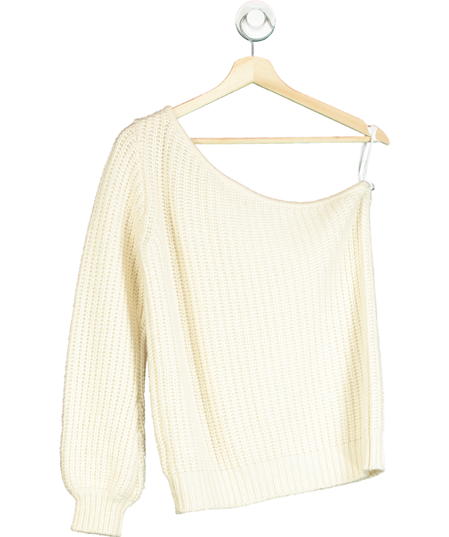 LPA Cream One-shoulder Knit Sweater UK S