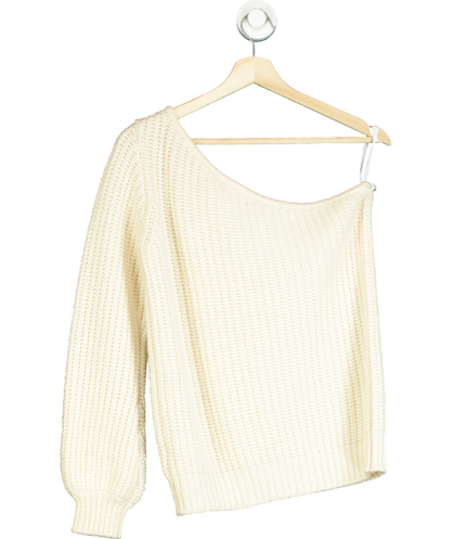 LPA Cream One-shoulder Knit Sweater UK S