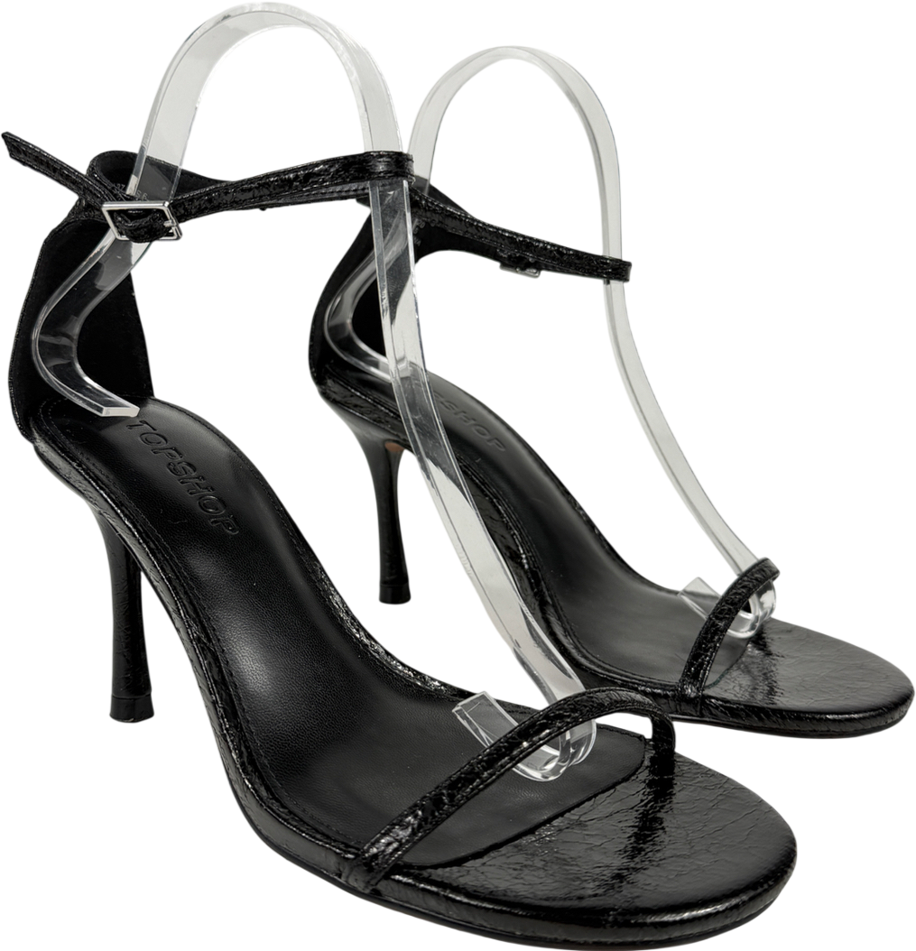 Topshop Black Alexi 2 Part Heeled Sandal UK 4 EU 37 👠