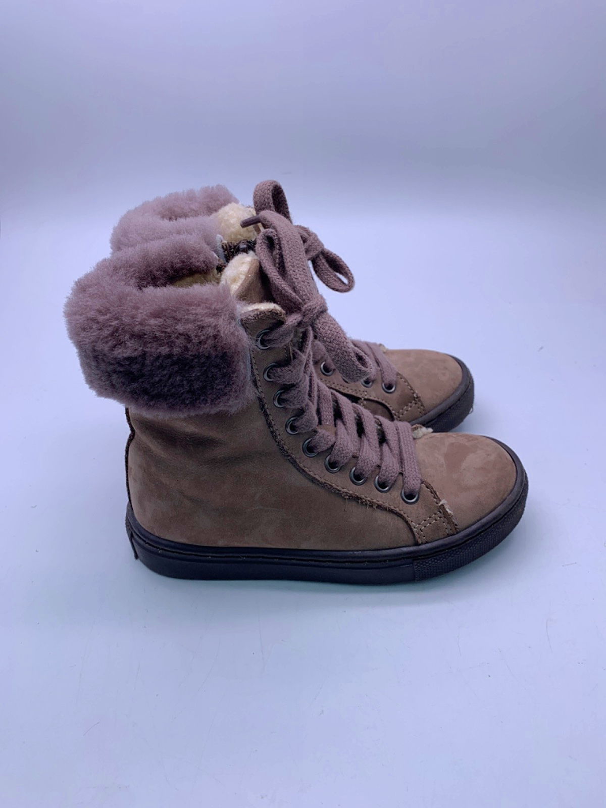 Papouelli Brown Suede Lace-Up Winter Boots EU 26