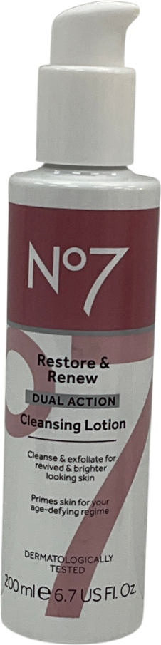 No7 Restore & Renew Dual Action Cleansing Lotion 200ml