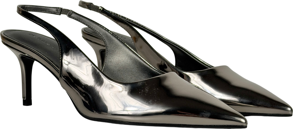 Charles & Keith Metallic Kaia Pointed Slingback Pumps UK 6 EU 39 👠