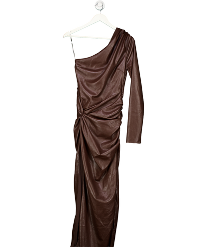 House of CB Brown Octavia Faux Leather Twist Knot Maxi Dress UK M