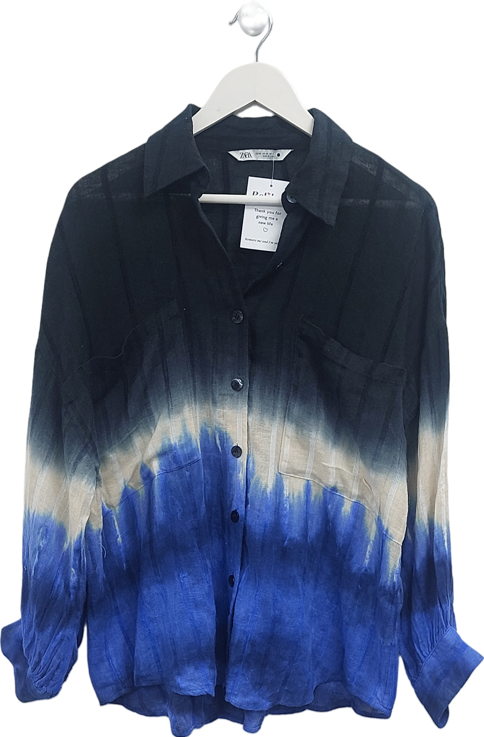 ZARA Black Tie Dye Effect Shirt UK XS