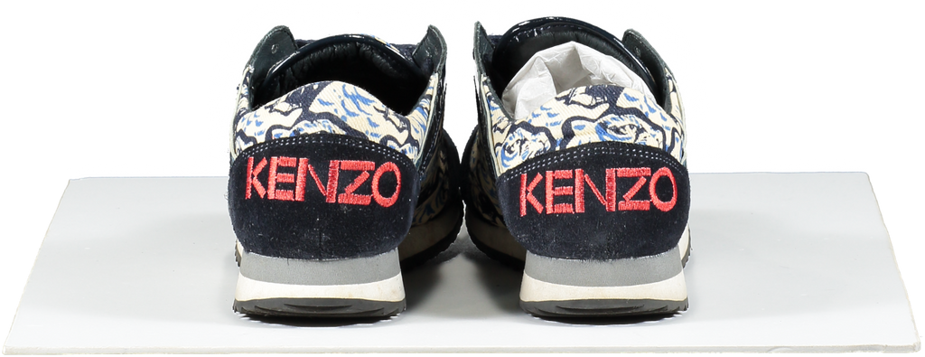 Kenzo Blue Crosta Navy Tiger Print Suede Trainers UK 4 EU 37 👠