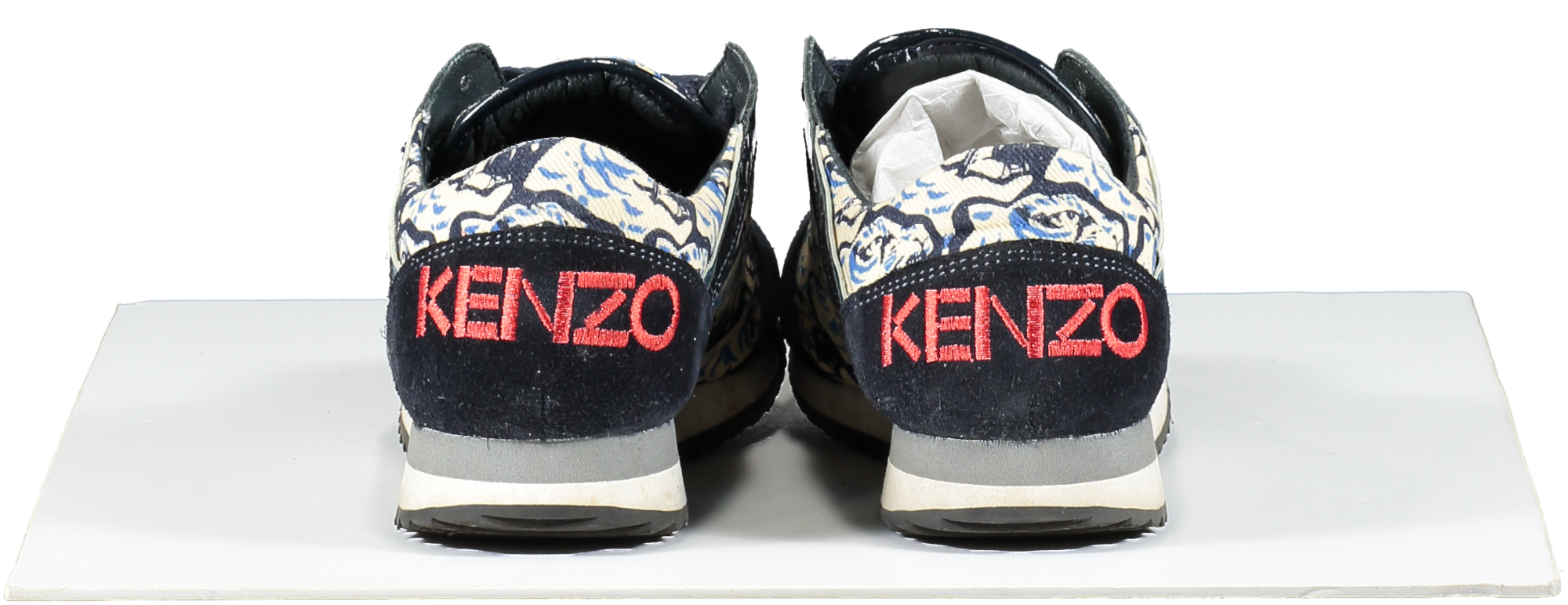 Kenzo Blue Crosta Navy Tiger Print Suede Trainers UK 4 EU 37 👠