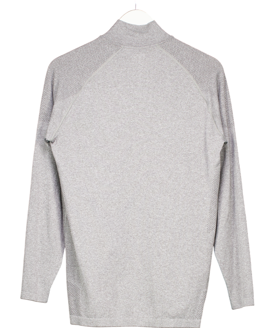 gymshark Grey 1/4 Zip Slim Fit Long Sleeve Top UK M