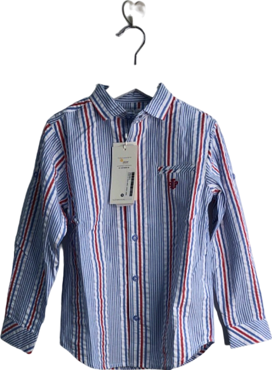 Tutto Piccolo Blue/Red Striped Long Sleeve Shirt UK 5 Years