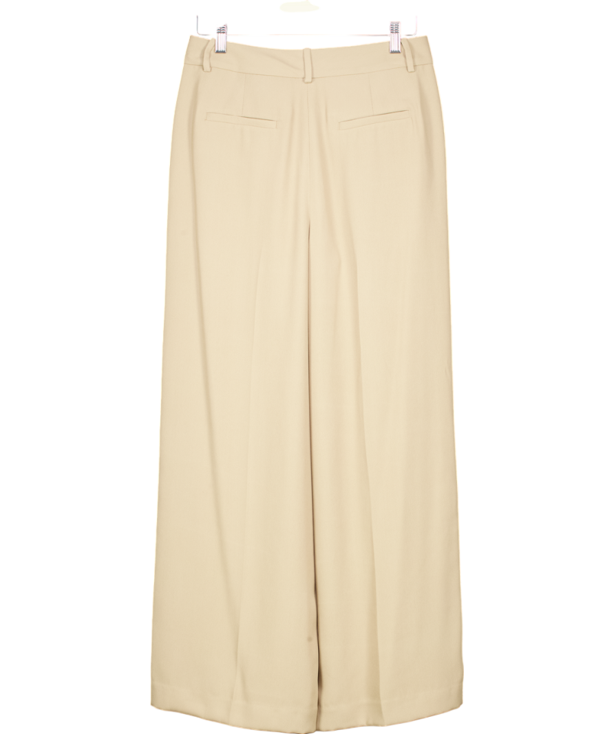 M&S Collection Beige Single Pleat Wide Leg Trousers UK 10