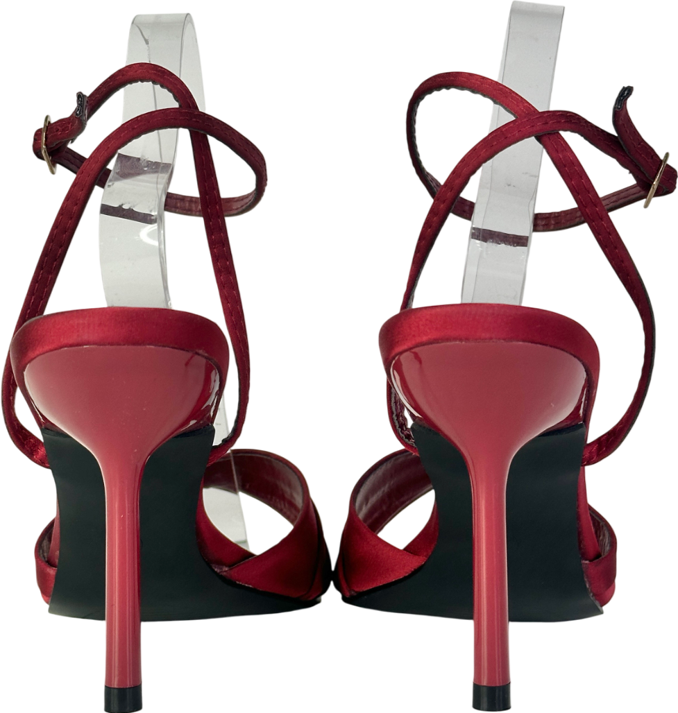 Givana Red 'bestie' Ankle Strap Open Toe Heels UK 4 EU 37 👠