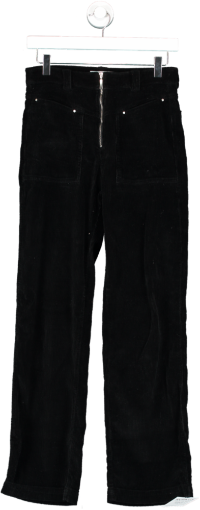 Ba&sh Black Fare Cotton-corduroy Straight-leg Pants UK 6