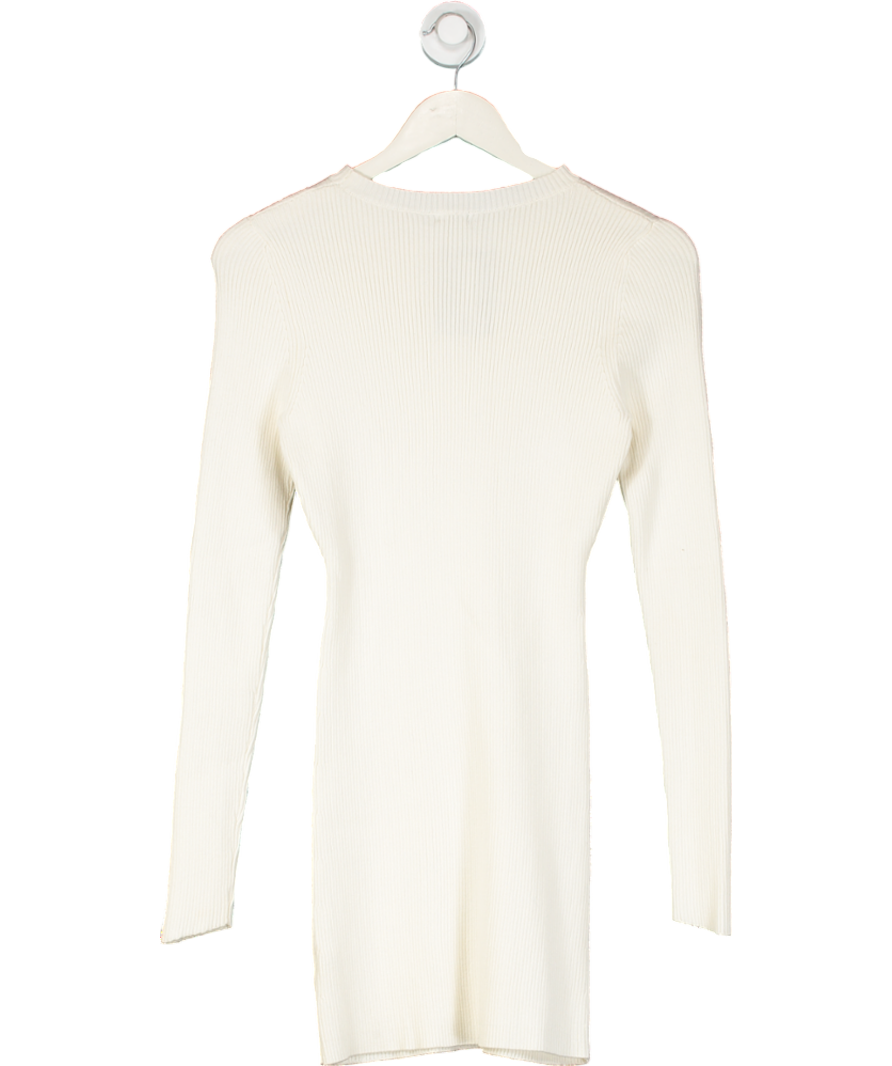Mimii London Cream Ribbed Knit Long Sleeve Dress UK S