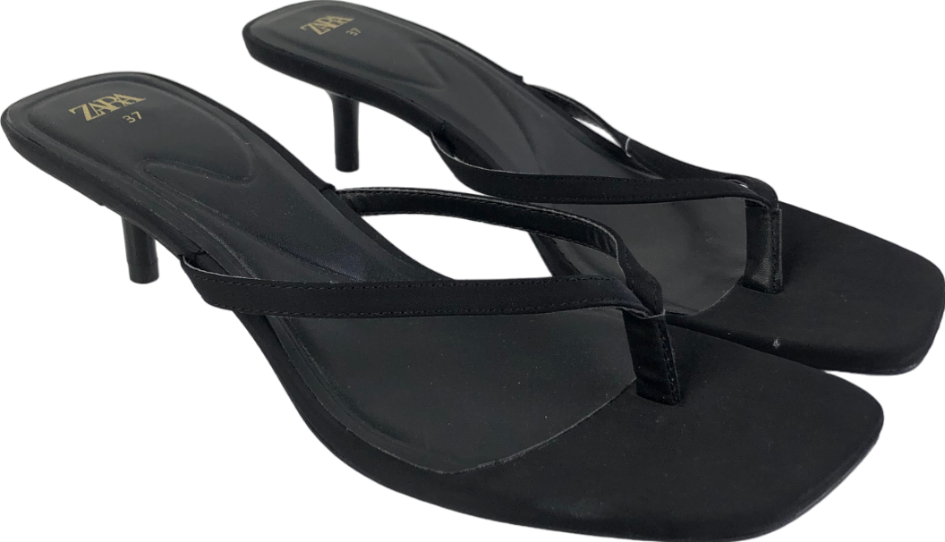ZARA Black Minimalist Strappy Sandals UK 4 EU 37 👠