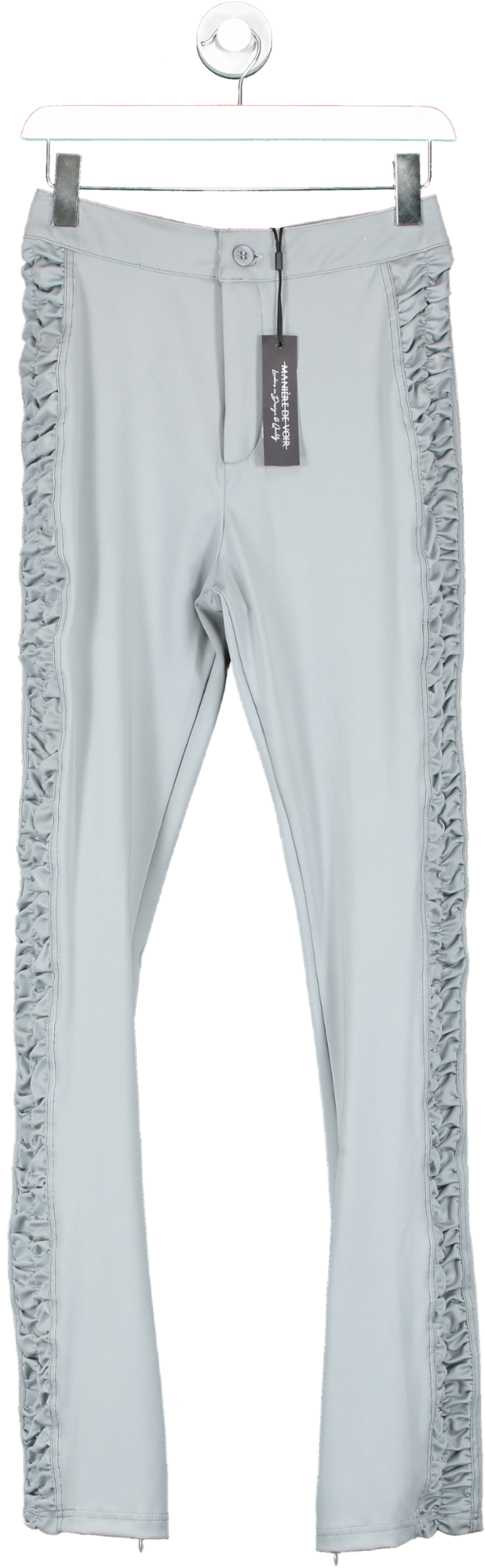 maniere de voir Grey Silk Ruched Side Trousers UK 10