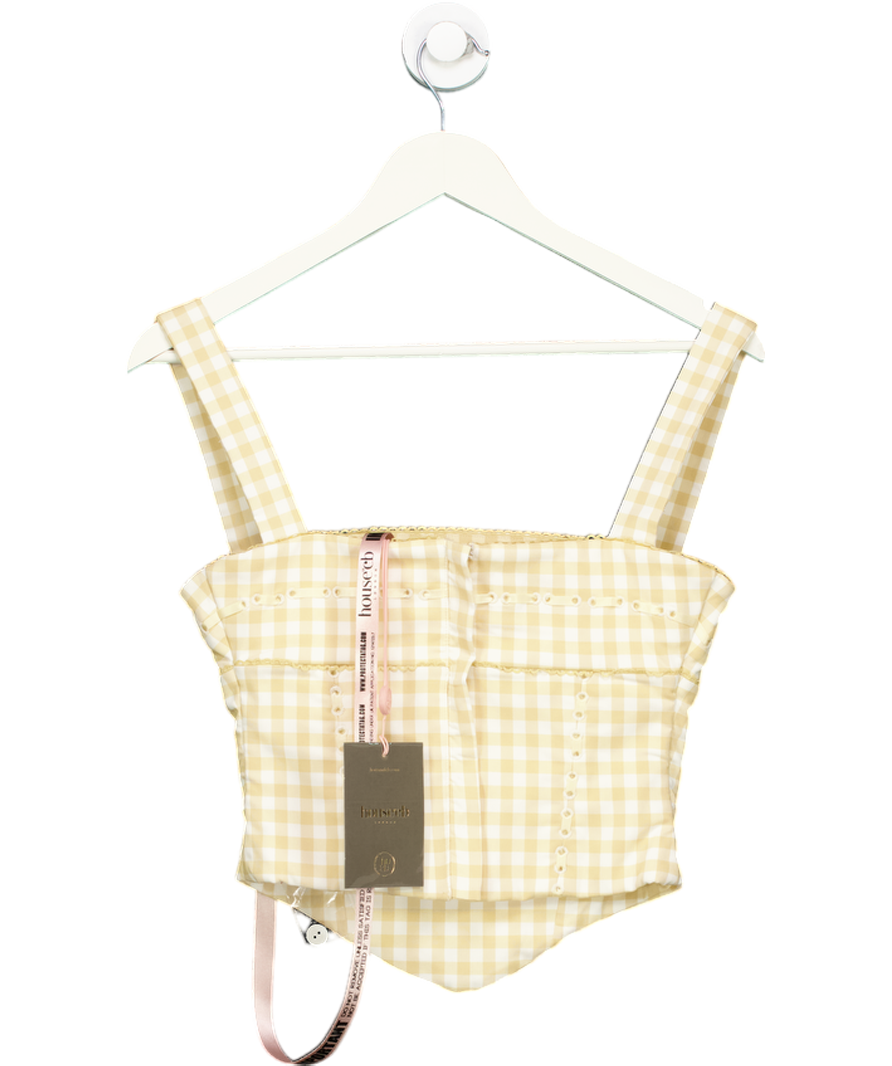 House of CB Beige Lottie Gingerbread Gingham Corset UK S